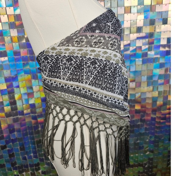 Y2k Fringe Scarf Bandana Paisley Top - Picture 2 of 5